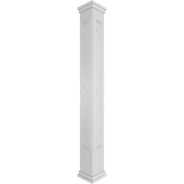 Ekena Millwork Craftsman Classic Square Non-Tapered Bungalow Fretwork Column w/ Prairie Capital & Prairie Base CC0809ENBNGPRPR - main
